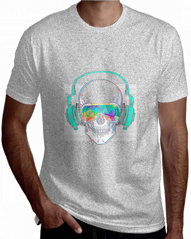 for Men Popular American Rock Head Skull Short Sleeve Vintage Gray T-Shirt