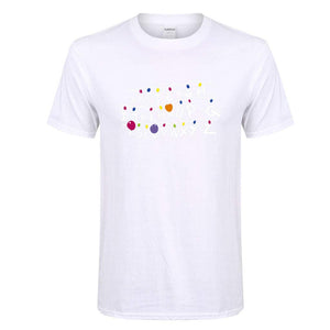 for Men Spring Summer Casual ABCDEF Alphabet Printed O-Neck Short Sleeve Cotton White T-Shirt