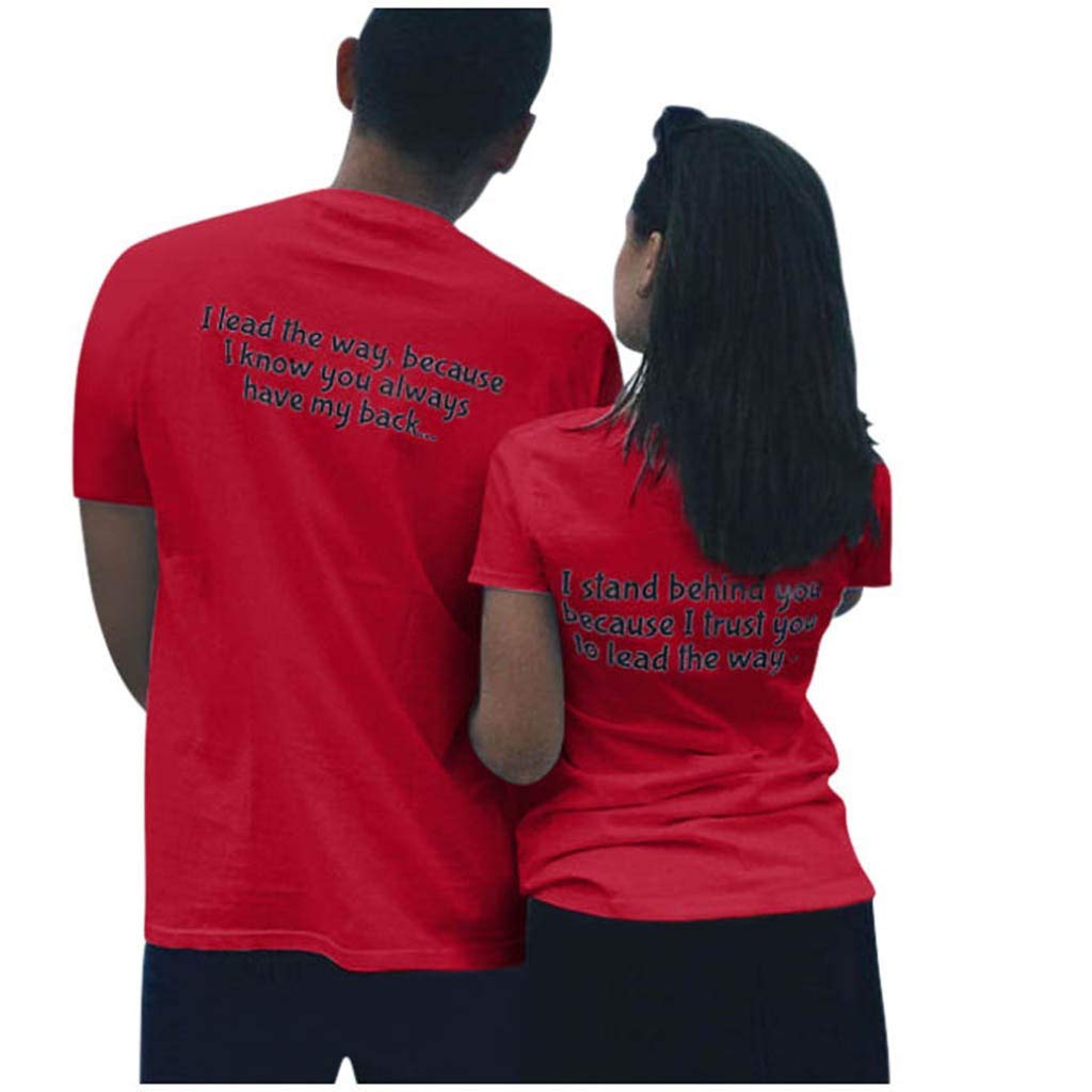 for Women Couples Lovers Valentine's Day Short Sleeve Love Letter Print Women # Red T-Shirt